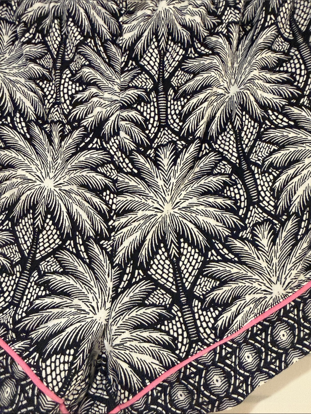 PJ Salvage Black & White Palm-Print Camisole with Pink Trim and Short Set - Picture 6 of 6